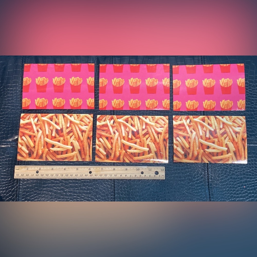 10/$10 OR $1 BUNDLE: 6 French Fry Post Cards 4” x 6”‎ Shiny Front Matte Back